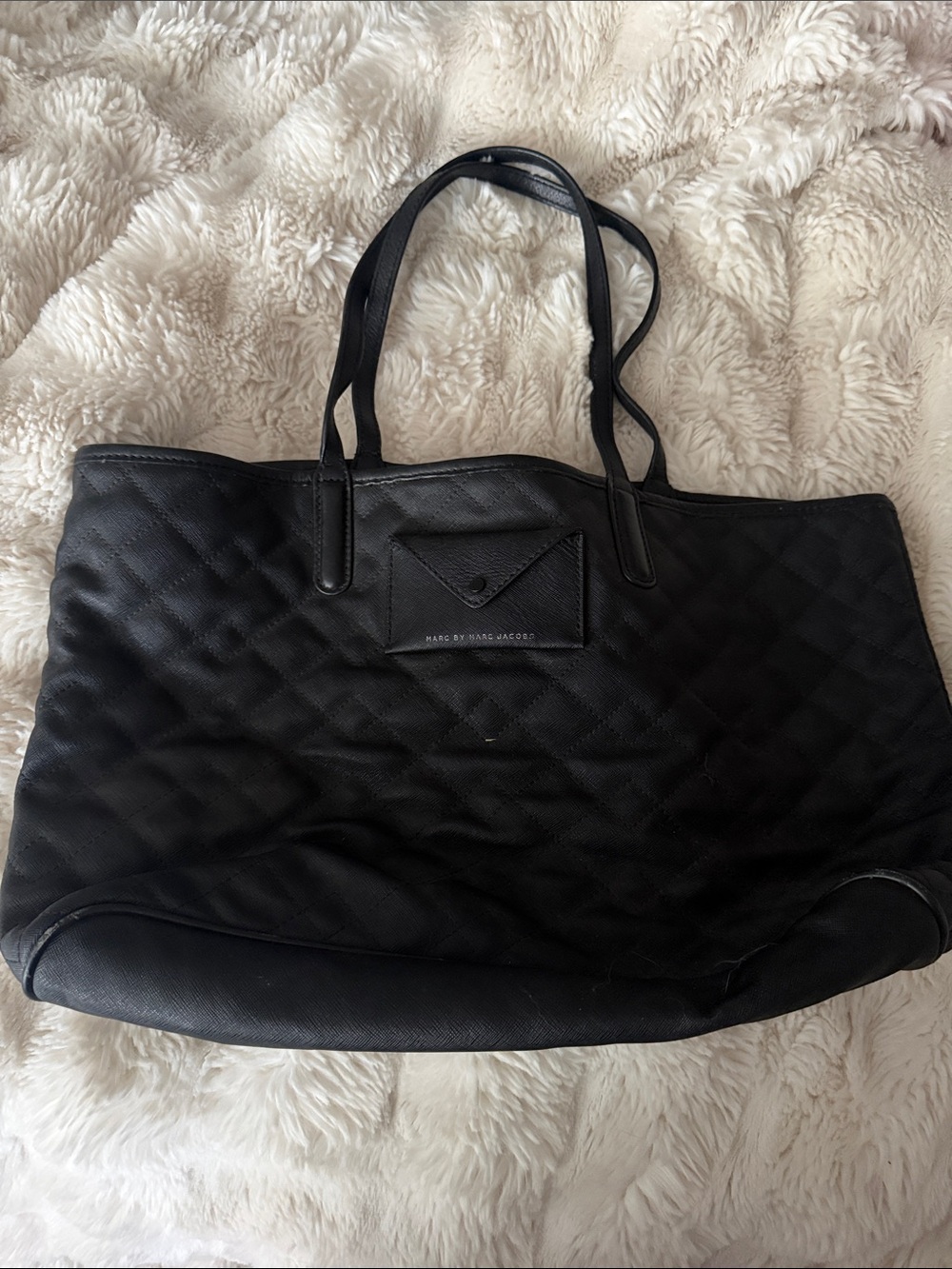 Quilted Black Tote Bag with Dual Top Handles